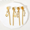 Minimalist Symmetrical Tassel Zircon Heart Shaped Stud Earrings In Stainless Steel With Vacuum Electroplating For Women