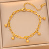 Minimalist Titanium Steel U Shaped Bead Pendant Bracelet For Women With Real Gold Plating And Cuban Chain