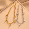 Minimalist Titanium Steel U Shaped Bead Pendant Bracelet For Women With Real Gold Plating And Cuban Chain
