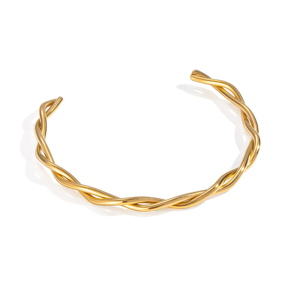 Minimalist Twist Knot Stainless Steel Bracelet With Electroplating Design