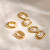 Minimalist U Shaped Stainless Steel Earrings With Zircon Inlay And Vacuum Gold Plated Geometric Design For Women