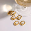 Minimalist U Shaped Stainless Steel Earrings With Zircon Inlay And Vacuum Gold Plated Geometric Design For Women