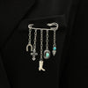 Minimalist Unisex Punk Hip Hop Heart Shaped Alloy Brooch With Paperclip Chain And Electroplating Process