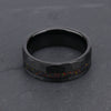Minimalist Unisex Tungsten Steel Ring With Flat Hammered Black Electroplated Finish And Red Opal Stone Geometric Design