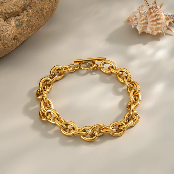 Minimalist Versatile Chain Bracelet With Ot Clasp For Women Titanium Steel Flower Shaped Pvd Vacuum Real Gold Electroplated Nonfading Wholesale