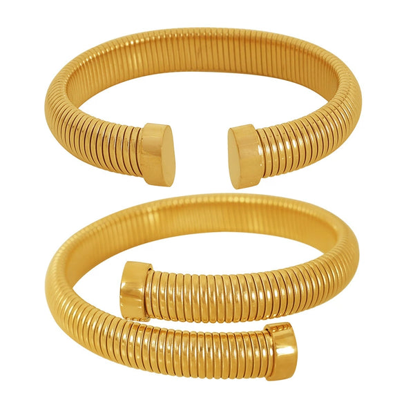Minimalist Vertical Stripes 316L Stainless Steel Open Adjustable Electroplating Bracelet For Men And Women
