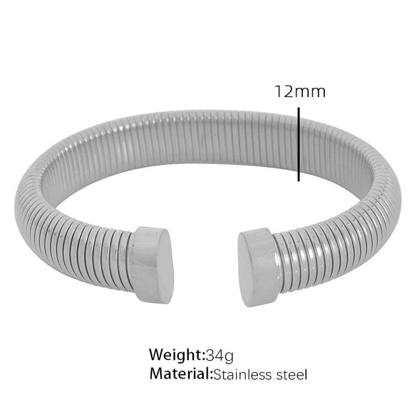 Minimalist Vertical Stripes 316L Stainless Steel Open Adjustable Electroplating Bracelet For Men And Women