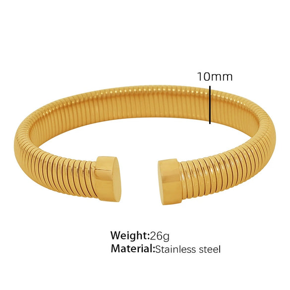 Minimalist Vertical Stripes 316L Stainless Steel Open Adjustable Electroplating Bracelet For Men And Women
