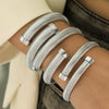 Minimalist Vertical Stripes 316L Stainless Steel Open Adjustable Electroplating Bracelet For Men And Women