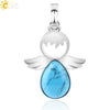 Minimalist Water Drop Angel Pendant Necklace Natural Crystal Stone And Electroplated Alloy Jewelry For Women