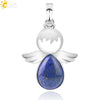 Minimalist Water Drop Angel Pendant Necklace Natural Crystal Stone And Electroplated Alloy Jewelry For Women