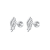 Minimalist Wing Feather Stud Earrings With S925 Silver Needles Fashion Piercing Ear Bone Screw Back Earrings For Women