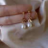 Minimalist Women's Earrings With Natural Freshwater Pearls And Imported 14K Gold In Droplet Shape