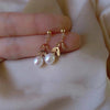 Minimalist Women's Earrings With Natural Freshwater Pearls And Imported 14K Gold In Droplet Shape