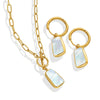 Minimalist Women's Natural White Sea Shells Inlay 316L Stainless Steel Pendant Necklace And Earrings Jewelry Set