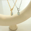Minimalist Women's Natural White Sea Shells Inlay 316L Stainless Steel Pendant Necklace And Earrings Jewelry Set