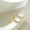 Minimalist Women's Natural White Sea Shells Inlay 316L Stainless Steel Pendant Necklace And Earrings Jewelry Set