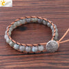 Minimalist Woven Leather Bracelet With Natural Stone And Zinc Alloy Electroplated Accessories Unisex Jewelry