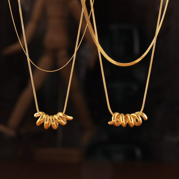 Minimalistic Snake Bone Chain Jewelry 316L Stainless Steel Necklace With Geometric Design And Electroplating