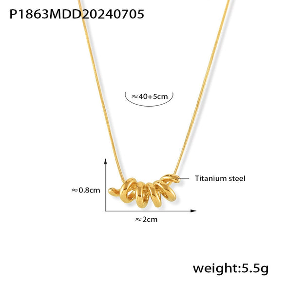 Minimalistic Snake Bone Chain Jewelry 316L Stainless Steel Necklace With Geometric Design And Electroplating