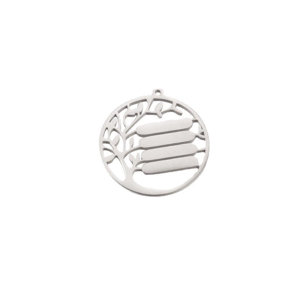 Mirror Titanium Steel Jewelry Accessories Wafer Hollow Tree Strip Laser Pendant Electroplated