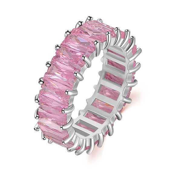 Mixed Color Rectangular Zircon Ring For Men And Women Jewelry