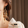 Mixed Materials Geometric Glass Crystal Tassel Earrings Set With Diamonds For Women Highend Retro Style