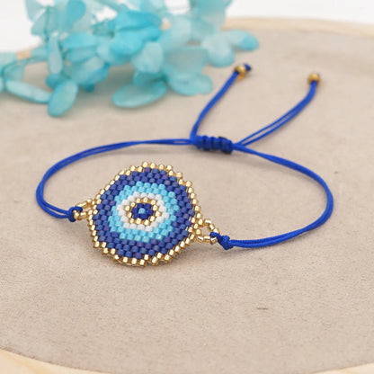 Miyuki Rice Beads Woven Blue Eyes Beaded Bracelet Simple Fashion Ethnic Style Stacking Bracelet Jewelry