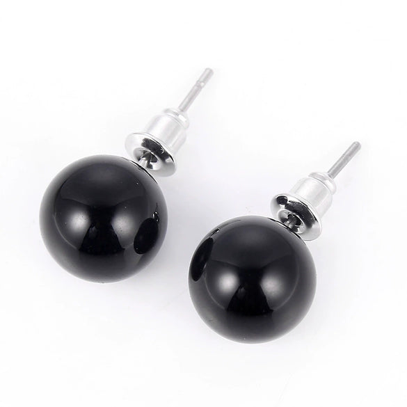 10Mm Round Bead Natural Stone Earrings Stone Crystal Earrings Turquoise Tiger Eye Silver Plated Women