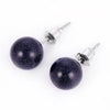 10Mm Round Bead Natural Stone Earrings Stone Crystal Earrings Turquoise Tiger Eye Silver Plated Women