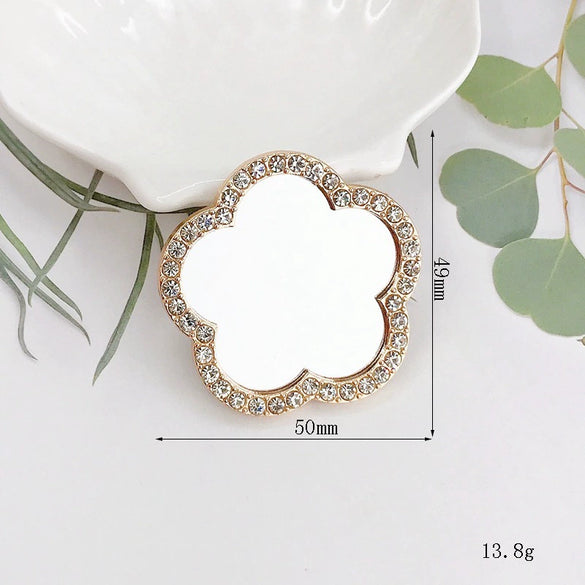 Mobile Phone Accessories Alloy Love Mirror Diamond Pearl Flower Electroplated