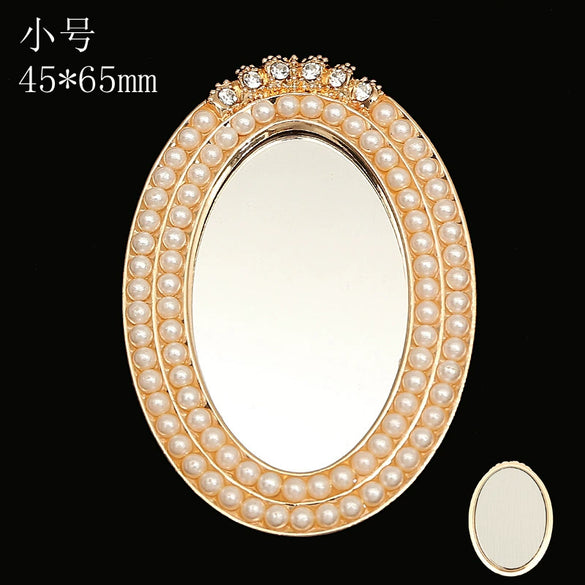 Mobile Phone Accessories Alloy Love Mirror Diamond Pearl Flower Electroplated