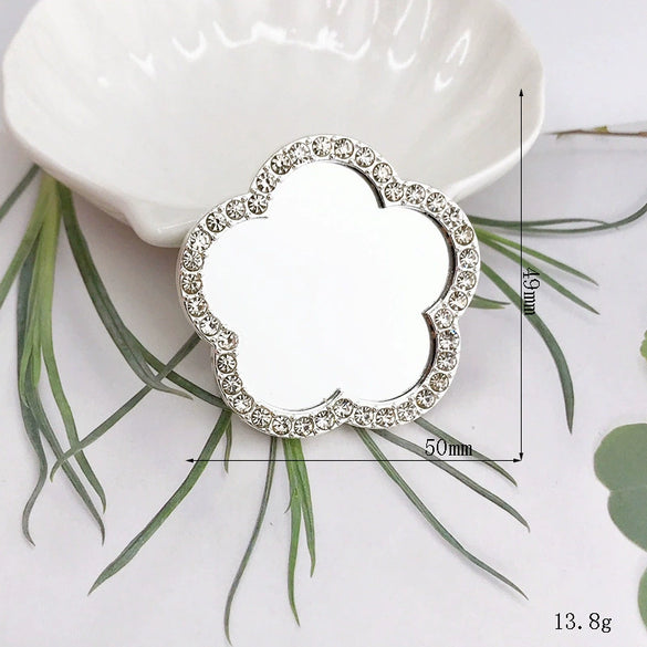Mobile Phone Accessories Alloy Love Mirror Diamond Pearl Flower Electroplated