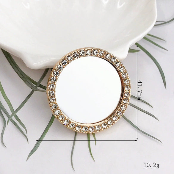 Mobile Phone Accessories Alloy Love Mirror Diamond Pearl Flower Electroplated