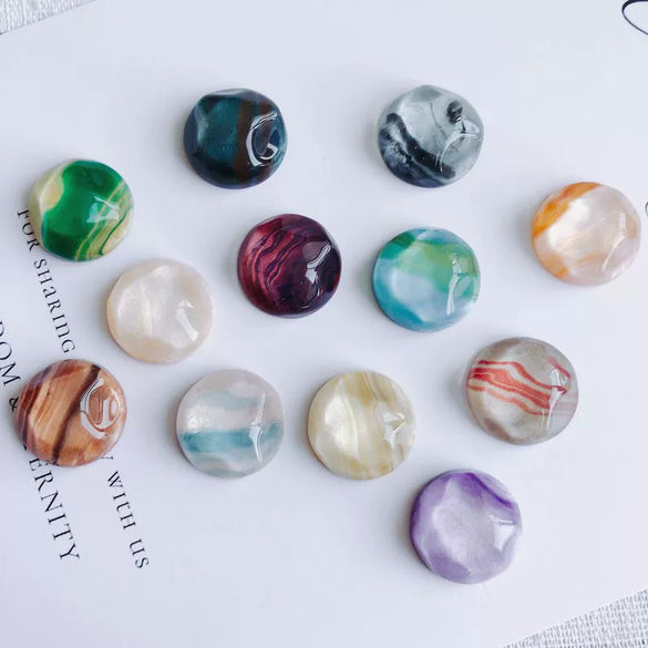 Mobile Phone Case Accessories Geometric Round Resin Patch With Oil Painting Wind Water Ripple Pattern