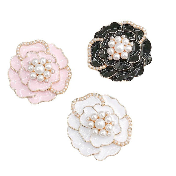 Mobile Phone Case Accessories Pearl Flower Metal Electroplating Decoration