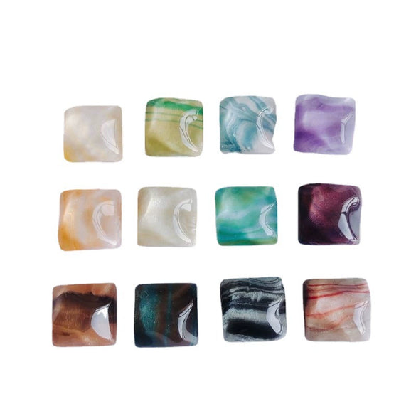 Mobile Phone Case Accessories Square Faceted Transparent Geometric Oil Painting Style Resin Plastic Patch