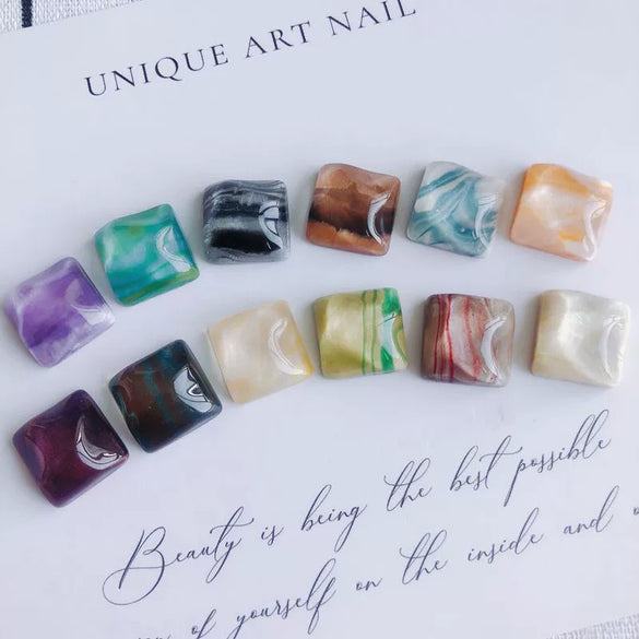 Mobile Phone Case Accessories Square Faceted Transparent Geometric Oil Painting Style Resin Plastic Patch