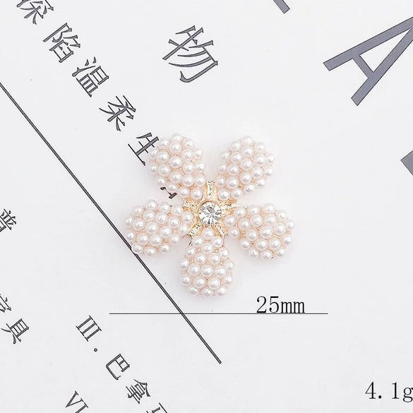 Mobile Phone Case Accessories Zinc Alloy Pearl Fivepetal Flower Handmade