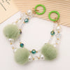 Mobile Phone Case Bag Pendant For Women Plush Fur Ball Handmade Beaded Portable Chain Short Wrist Strap