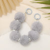 Mobile Phone Case Bag Pendant For Women Plush Fur Ball Handmade Beaded Portable Chain Short Wrist Strap