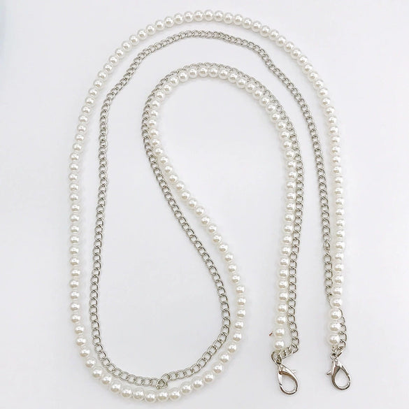 Mobile Phone Chain Accessories Pearl Leather Metal Handmade Love Letter C Style For Women