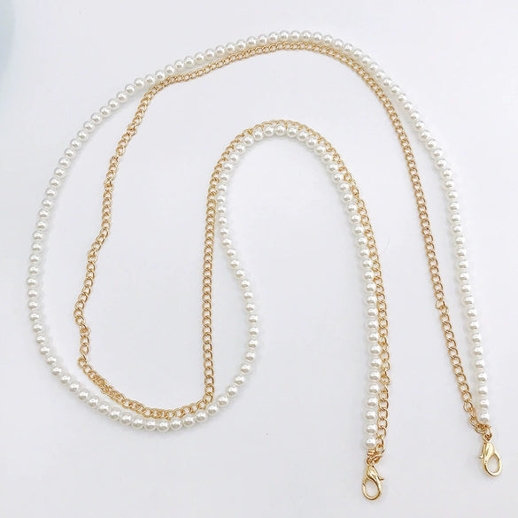 Mobile Phone Chain Accessories Pearl Leather Metal Handmade Love Letter C Style For Women