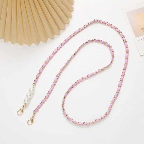 Mobile Phone Chain Accessories Pearl Leather Metal Handmade Love Letter C Style For Women