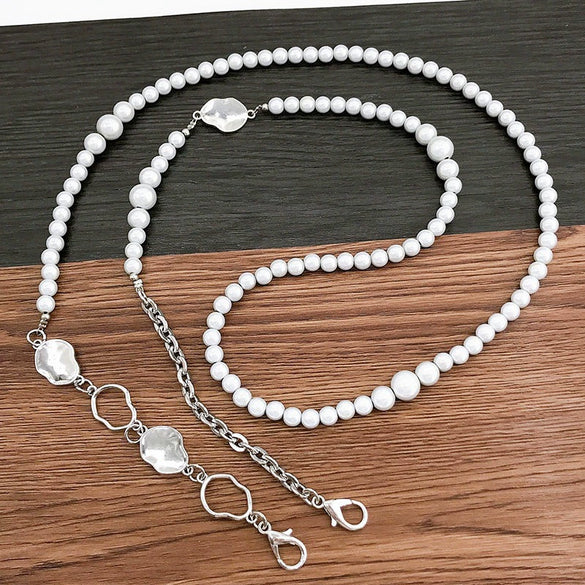 Mobile Phone Chain Accessories Pearl Leather Metal Handmade Love Letter C Style For Women