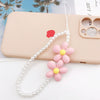 Mobile Phone Chain Beaded Pearl Hand Paint Flower Baking Paint Plastic Resin Pendant