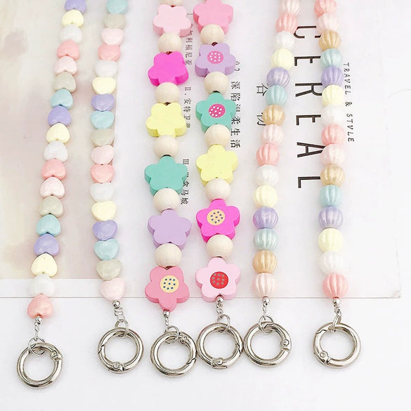 Mobile Phone Chain With Plastic And Resin Pumpkin Beads And Baking Paint Treatment