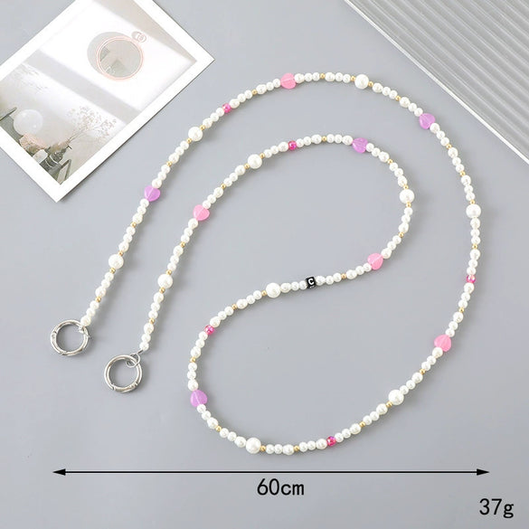 Mobile Phone Lanyard Beaded Love Water Drops Bell Handmade Bag Ornaments For Women