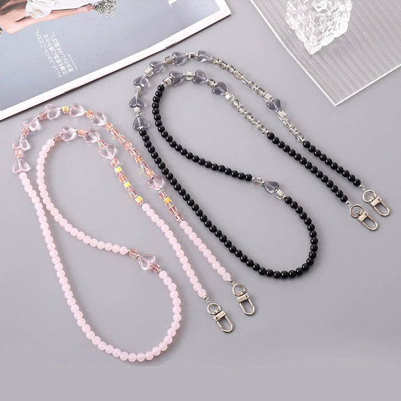 Mobile Phone Lanyard Beaded Love Water Drops Bell Handmade Bag Ornaments For Women
