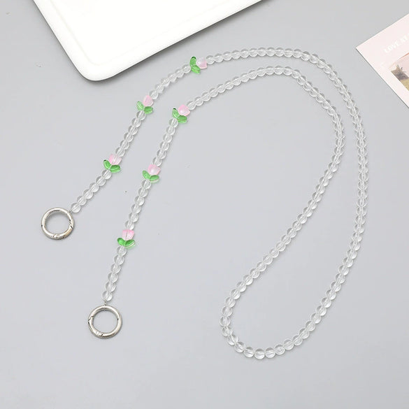 Mobile Phone Lanyard Beaded Love Water Drops Bell Handmade Bag Ornaments For Women